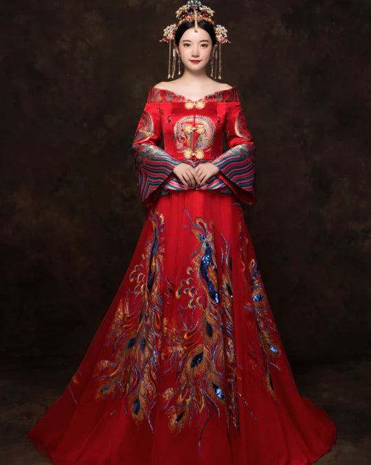 red hanfu wedding dress Red Tang Dynasty Wedding Dress