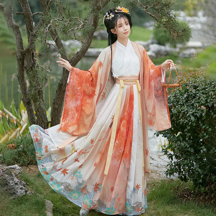 Step into the allure of Summerline Jiaoling Ruqun, a captivating blend of tradition and contemporary allure inspired by the Wei Jin Dynasty. Immerse yourself in the distinctive style of cross-collared and wide-sleeved garments, echoing the iconic Jin Ru 晋襦 and Za Ju 杂裾 fashion trends. Explore and express your unique style with the enchanting Summerline, exclusively available in our Wei Jin Dynasty-inspired pieces at Moon Hanfu.