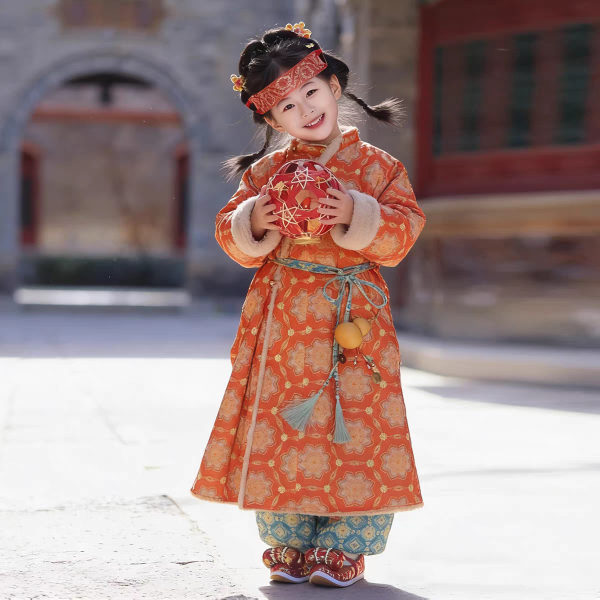 Kids Hanfu, Chinese New Year Traditional Round Collar Outfit