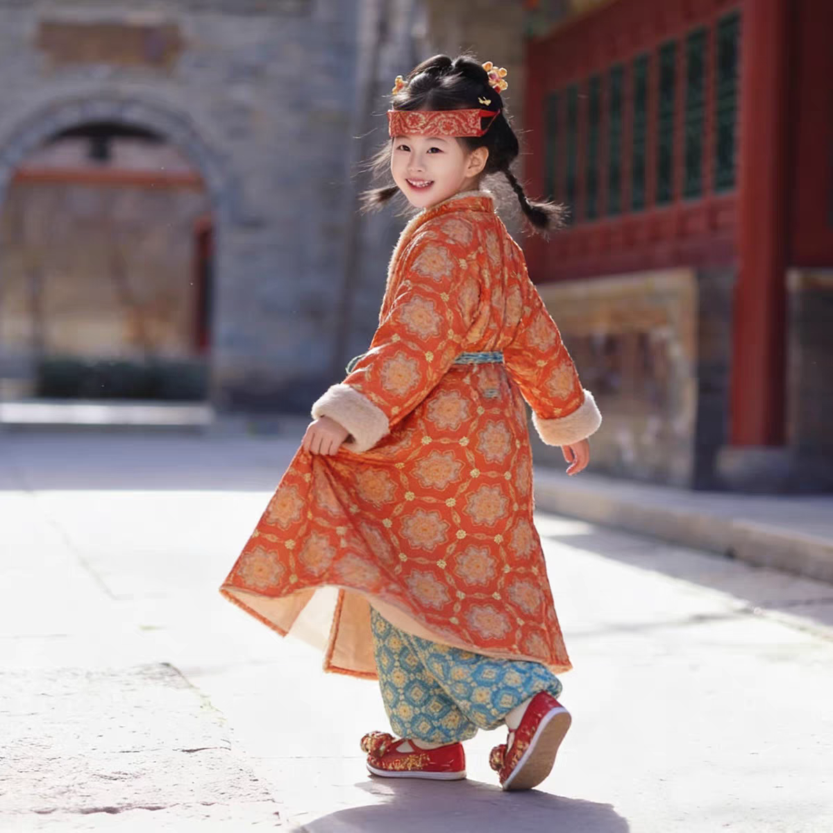 Kids Hanfu, Chinese New Year Traditional Round Collar Outfit