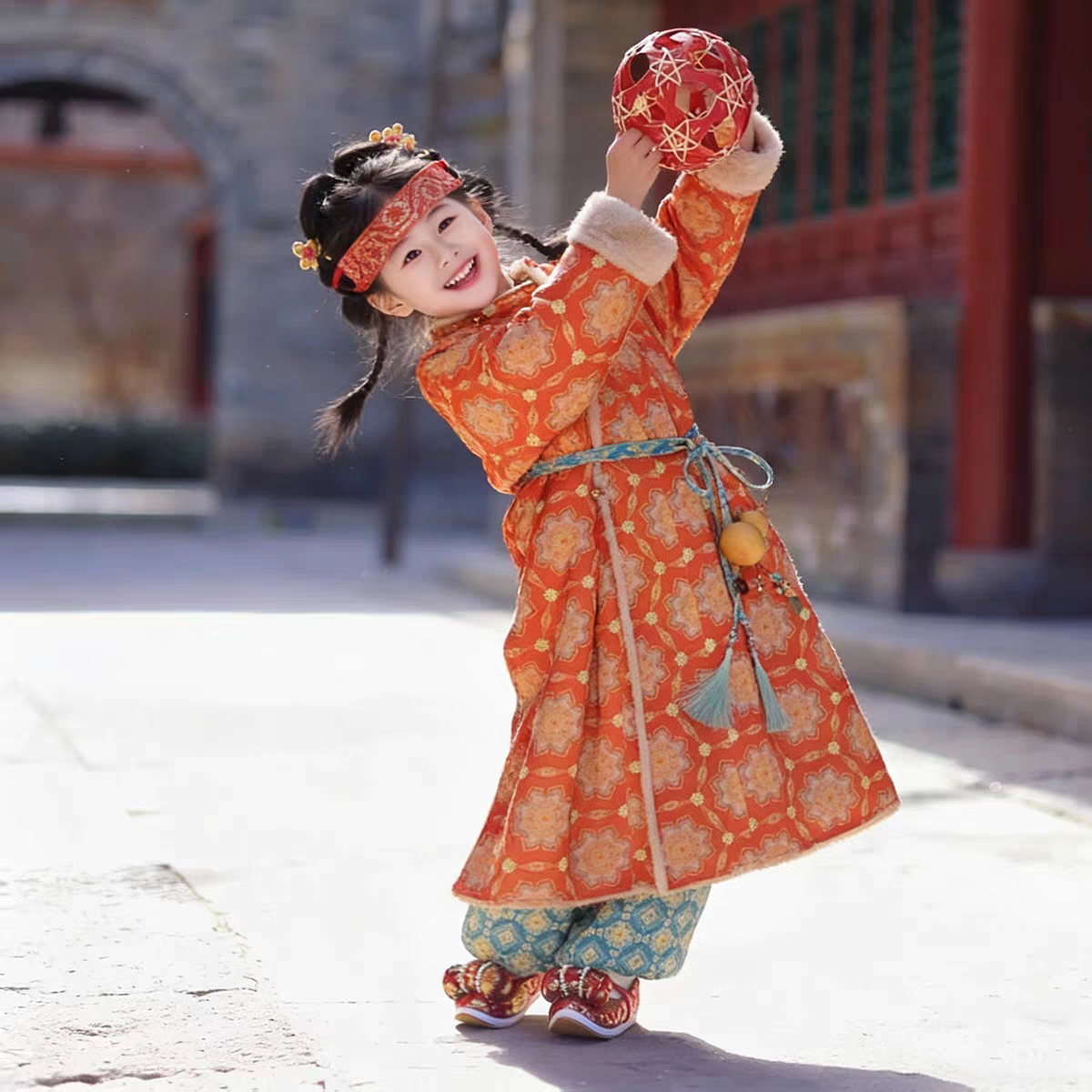 Kids Hanfu, Chinese New Year Traditional Round Collar Outfit