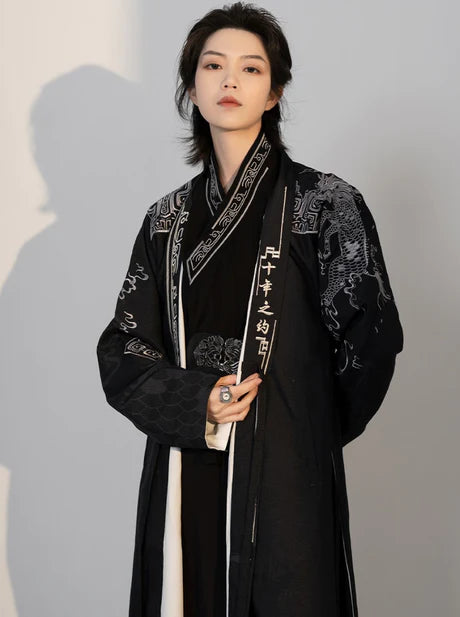 Step into contemporary elegance with Midnight Modern Hanfu, a fusion of tradition and modernity from Moon Hanfu&