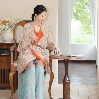 Retro Pattern Round-Collar Hanfu Set （Chihe）