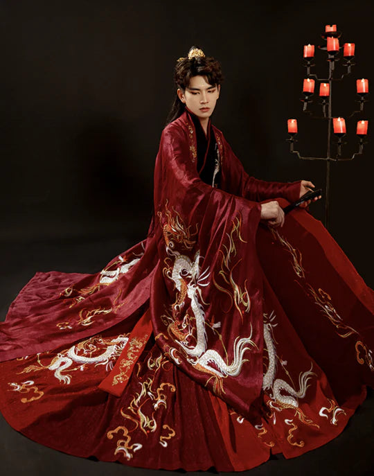 Elevate your wedding day with the Imperial Legacy Groom Outfit—an exquisite blend of tradition and sophistication. Embrace the regal charm of this attire inspired by the Six Dynasties, exuding timeless elegance and cultural richness. Make a statement that transcends eras with the Imperial Legacy Groom Outfit, exclusively at Moon Hanfu