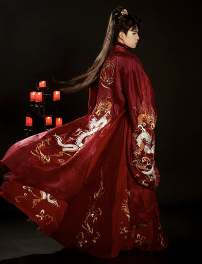 Elevate your wedding day with the Imperial Legacy Groom Outfit—an exquisite blend of tradition and sophistication. Embrace the regal charm of this attire inspired by the Six Dynasties, exuding timeless elegance and cultural richness. Make a statement that transcends eras with the Imperial Legacy Groom Outfit, exclusively at Moon Hanfu