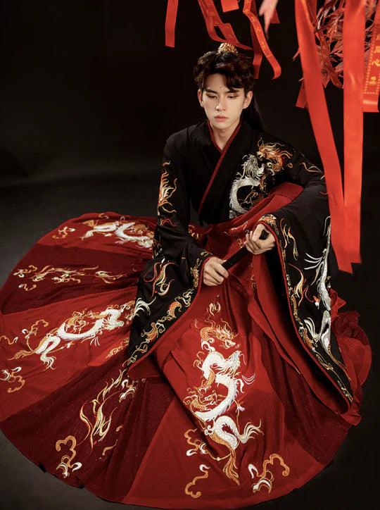 Elevate your wedding day with the Imperial Legacy Groom Outfit—an exquisite blend of tradition and sophistication. Embrace the regal charm of this attire inspired by the Six Dynasties, exuding timeless elegance and cultural richness. Make a statement that transcends eras with the Imperial Legacy Groom Outfit, exclusively at Moon Hanfu