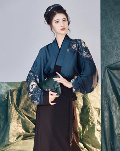 Azure Essence Modern Hanfu Ensemble - Traditional Elegance Revived. Immerse yourself in the captivating allure of Azure, a harmonious blend of modern style and timeless tradition. Elevate your wardrobe with the rich cultural heritage embodied in our Modern Hanfu collection.