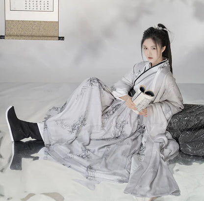 Experience the subtle allure of Whisper Modern Hanfu, a harmonious blend of tradition and modernity from Moon Hanfu&