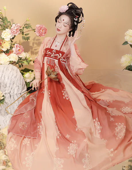 Immerse yourself in the charm of the Qixiong Ruqun with the Lovely Cherry ensemble. This captivating attire seamlessly blends tradition with a touch of contemporary allure. Step into the delightful allure of this outfit, embodying a lovely and timeless style inspired by the sweetness of cherries, adding a touch of fruity elegance to your wardrobe.