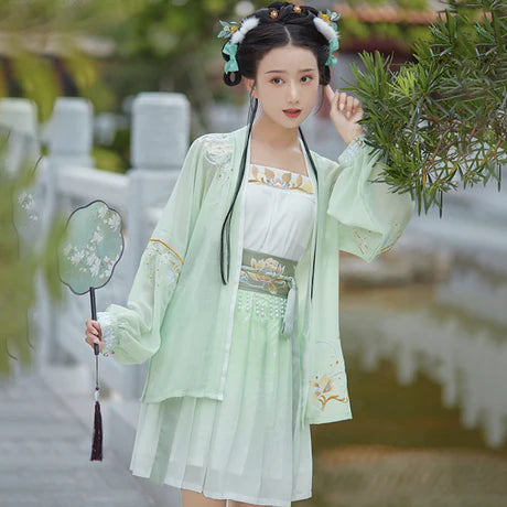 Scylla Modern Hanfu Ensemble - Timeless Elegance Revived. Immerse yourself in the captivating allure of Scylla, a harmonious blend of modern style and ancient charm. Illuminate your wardrobe with the revived elegance of our Modern Hanfu collection, capturing the essence of tradition with a contemporary touch.