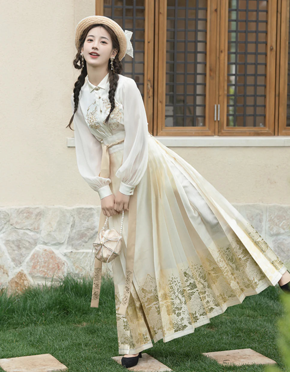 Elevate your style with Bright Moon Modern Hanfu—a celestial dance of tradition and contemporary allure. Illuminate your wardrobe with the timeless beauty of ancient Chinese fashion, embodied in every stitch of this captivating ensemble. Bright Moon Hanfu captures the essence of luminous grace, connecting you to a timeless elegance that transcends trends.