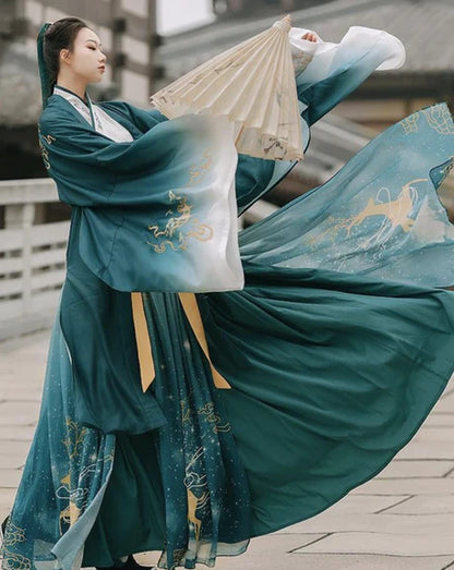 Step into elegance with the Elegant Emily Jiaoling Ruqun, a sophisticated addition to Moon Hanfu&