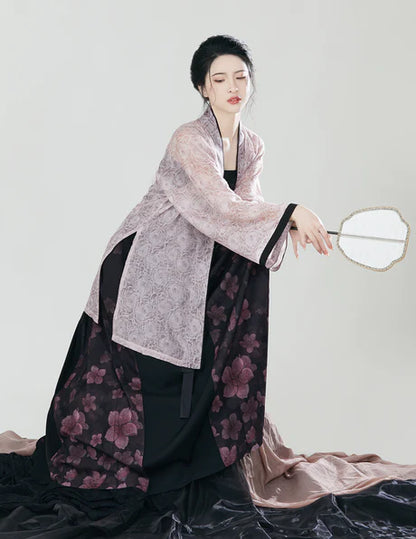 Sophisticated Saira Modern Hanfu Ensemble - Timeless Elegance Revived. Illuminate your style with Saira, a radiant fusion of modern sophistication and ancient charm. Immerse yourself in the revived elegance of our Modern Hanfu collection, capturing the essence of tradition with a contemporary touch.