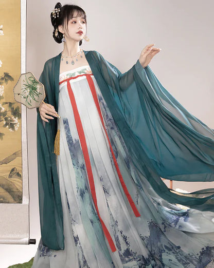 Immerse yourself in elegance with the Qixiong Ruqun, beautifully captured in the Graceful Gwen ensemble. This captivating attire effortlessly merges tradition with contemporary charm. Step into the sophisticated allure of this outfit, embodying a graceful and timeless style that adds a touch of refinement to your wardrobe.