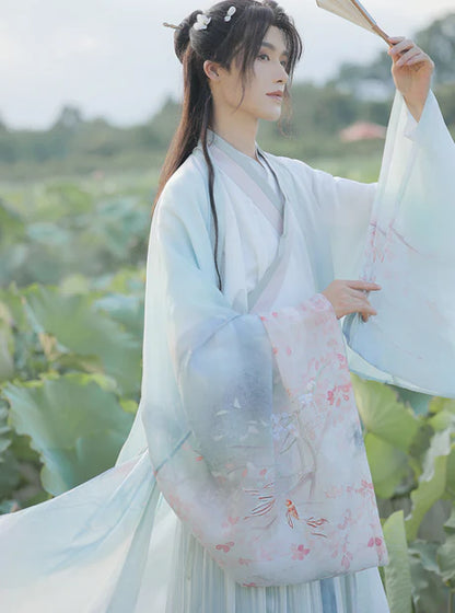 Step into tranquility with the Elegant Lotus Jiaoling Ruqun, a serene addition to Moon Hanfu&