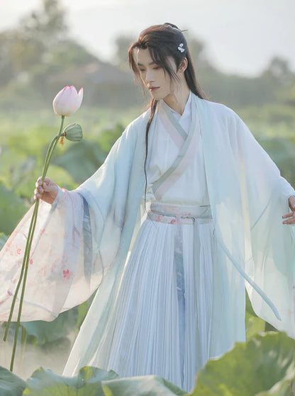 Step into tranquility with the Elegant Lotus Jiaoling Ruqun, a serene addition to Moon Hanfu&