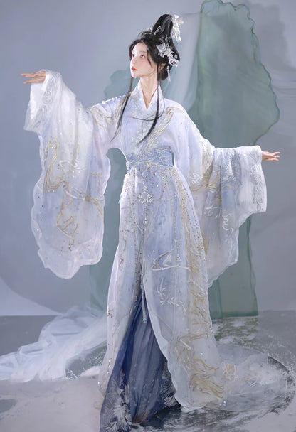 Experience the frost-kissed beauty of Arctic Blossom from the Fantasy Styles Collection. This enchanting ensemble combines winter elegance with floral charm. Elevate your style and bloom in the magic of Arctic Blossom, exclusively at Moon hanfu