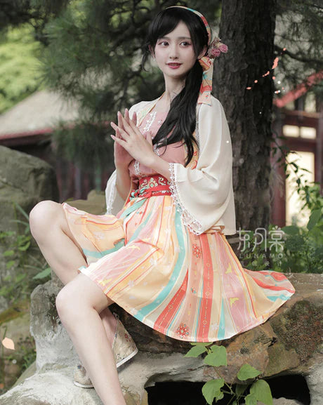 Dazzling Doria Modern Hanfu Ensemble - Timeless Elegance Revived. Illuminate your style with Doria, a radiant fusion of modern sophistication and ancient charm. Immerse yourself in the revived elegance of our Modern Hanfu collection, capturing the essence of tradition with a contemporary touch.