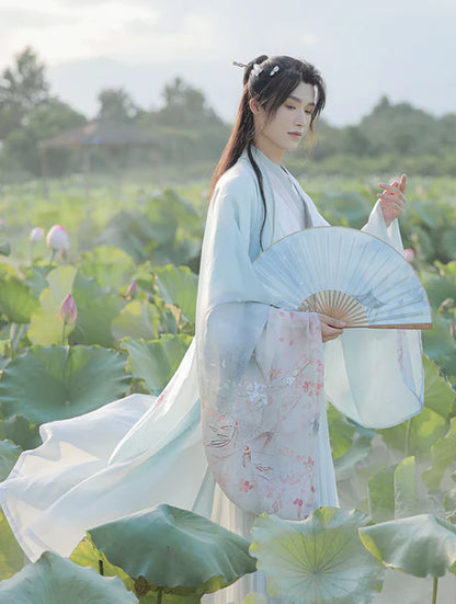 Step into tranquility with the Elegant Lotus Jiaoling Ruqun, a serene addition to Moon Hanfu&