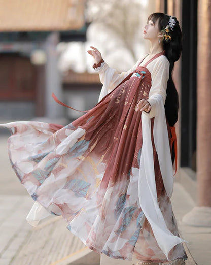 Experience the timeless elegance of our Tang Dynasty-inspired Qixiong Ruqun ensemble, Angelic Ash. Step into history with this regal attire, capturing the allure of the past while embracing contemporary grace.