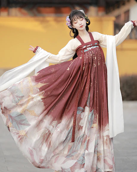 Experience the timeless elegance of our Tang Dynasty-inspired Qixiong Ruqun ensemble, Angelic Ash. Step into history with this regal attire, capturing the allure of the past while embracing contemporary grace.