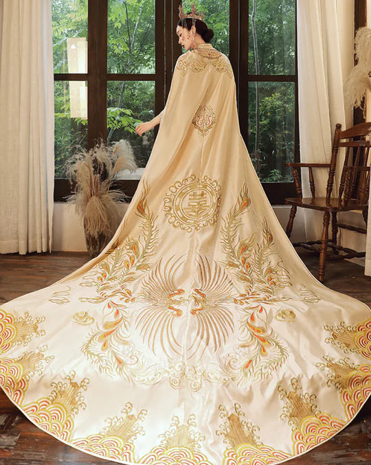 Elevate your style with the Golden Phoenix Elegant Cape—an exquisite accessory that adds a touch of regal sophistication to any ensemble. Perfect for making a statement at special occasions, this cape blends golden allure with timeless grace, ensuring you shine with elegance and poise.