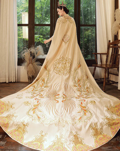 Elevate your style with the Golden Phoenix Elegant Cape—an exquisite accessory that adds a touch of regal sophistication to any ensemble. Perfect for making a statement at special occasions, this cape blends golden allure with timeless grace, ensuring you shine with elegance and poise.