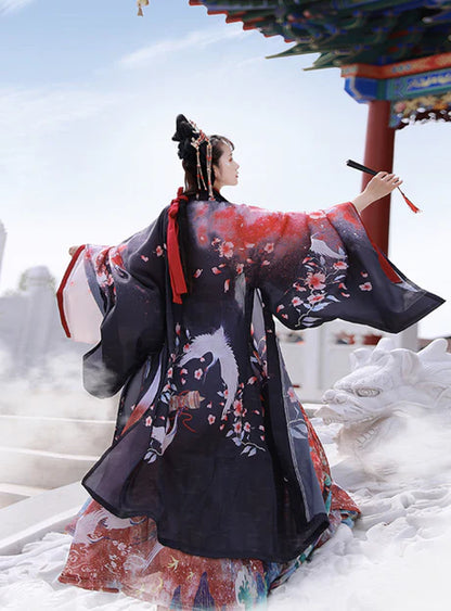 Step into elegance with Maria Jiaoling Ruqun, a captivating tribute to the grace of the Wei Jin Dynasty. Immerse yourself in the distinctive style of cross-collared and wide-sleeved garments, inspired by the iconic Jin Ru 晋襦 and Za Ju 杂裾 fashion trends. Elevate your connection to the rich traditions of Chinese fashion with Moon Hanfu&