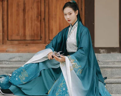 Step into elegance with the Elegant Emily Jiaoling Ruqun, a sophisticated addition to Moon Hanfu&