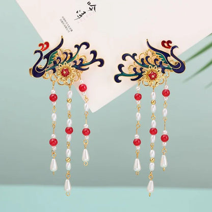 Reona Hanfu Hair Clips - Enhance your Hanfu hairstyle with these exquisite hair clips. Intricate detailing inspired by Hanfu fashion exudes elegance and charm. Perfect for special occasions, cultural events, or showcasing your appreciation for Hanfu fashion.