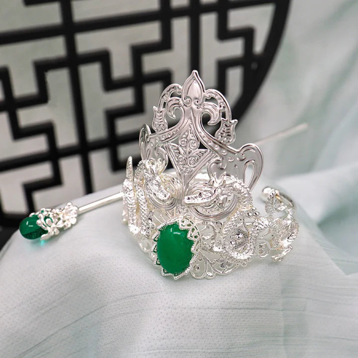 Prince Hanfu Crown - Embrace the regal splendor with the Prince Hanfu Crown. Its majestic design and opulent details exude authority and elegance, making you feel like a distinguished prince. Perfect for formal events and adding a touch of nobility to your Hanfu ensemble.