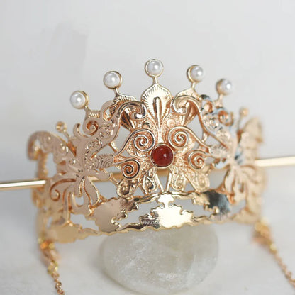 Royal Hanfu Crown - Experience the epitome of majestic beauty with the Royal Hanfu Crown. Crafted with meticulous craftsmanship and luxurious design, this crown exudes regal elegance and sophistication. Perfect for formal events and making a statement of prestige and grandeur.