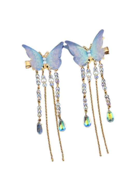 Flutter into elegance with the Butterfly Whimsy Chinese Hair Clips from Moon Hanfu&