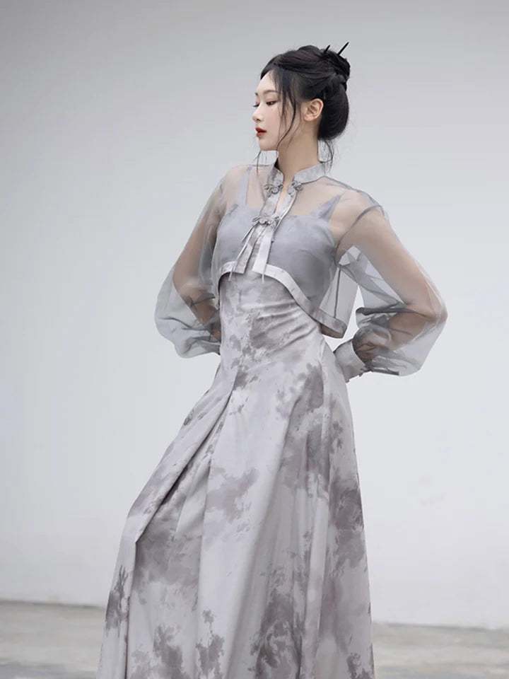 Step into the enchanting world of Silvery Elegance Modern Hanfu—a seamless blend of tradition and contemporary allure. Elevate your wardrobe with this captivating ensemble, embodying the timeless beauty of ancient Chinese fashion. Silvery Elegance invites you to rediscover grace and cultural richness, seamlessly blending tradition with a touch of modern sophistication.