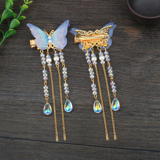 Flutter into elegance with the Butterfly Whimsy Chinese Hair Clips from Moon Hanfu&