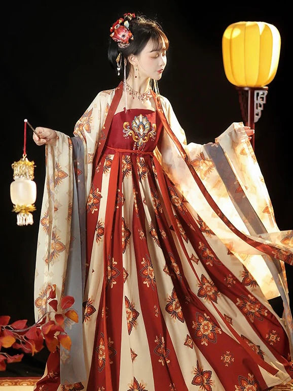 Discover the delightful charm of Cherie Flair Hezi Qun, a masterpiece that seamlessly combines historical allure with the endearing beauty of cherries. Adorned with intricate details, this ensemble invites you to step into a world of timeless elegance inspired by the Southern Song dynasty.