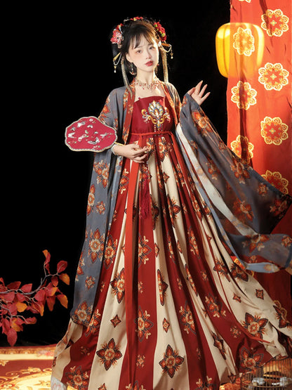 Discover the delightful charm of Cherie Flair Hezi Qun, a masterpiece that seamlessly combines historical allure with the endearing beauty of cherries. Adorned with intricate details, this ensemble invites you to step into a world of timeless elegance inspired by the Southern Song dynasty.