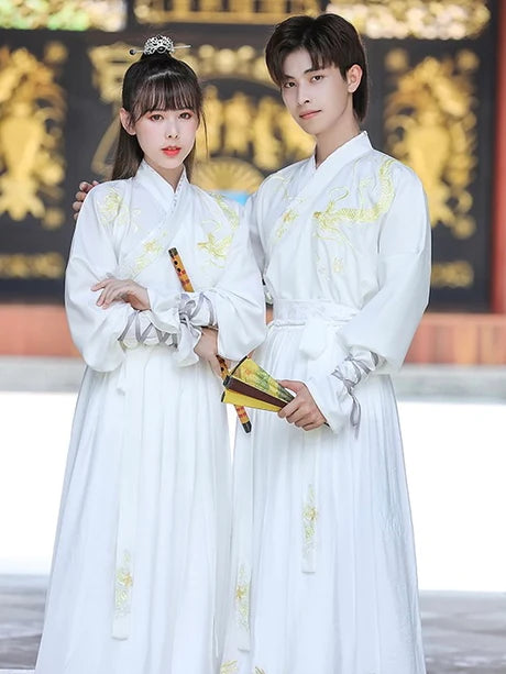 Unleash majesty with the Majestic Golden Dragon Jiaoling Ruqun, a resplendent addition to Moon Hanfu&