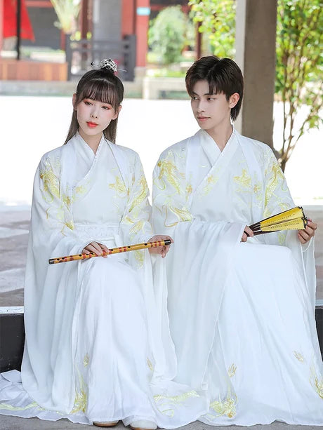 Unleash majesty with the Majestic Golden Dragon Jiaoling Ruqun, a resplendent addition to Moon Hanfu&