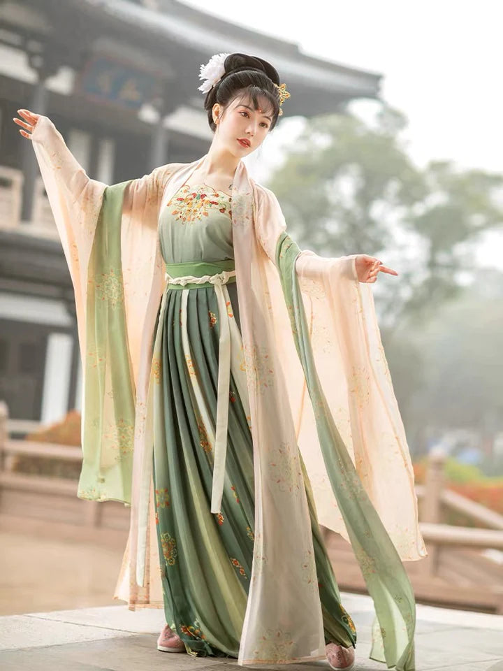 Step into elegance with the Qiyao Ruqun, a radiant ensemble inspired by the charm of clover. This captivating outfit combines tradition with a modern flair, allowing you to embrace a timeless allure reminiscent of nature&