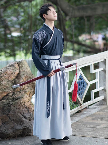 Embrace sleek style with the Sleek Sharp Jiaoling Ruqun, a contemporary addition to Moon Hanfu&