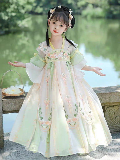 Step into blooming elegance with Blooming Tulips Kids Hanfu – a collection that transcends clothing to foster cultural connection, imaginative play, and creative expression for your little ones.