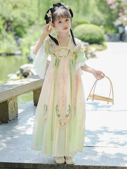 Step into blooming elegance with Blooming Tulips Kids Hanfu – a collection that transcends clothing to foster cultural connection, imaginative play, and creative expression for your little ones.