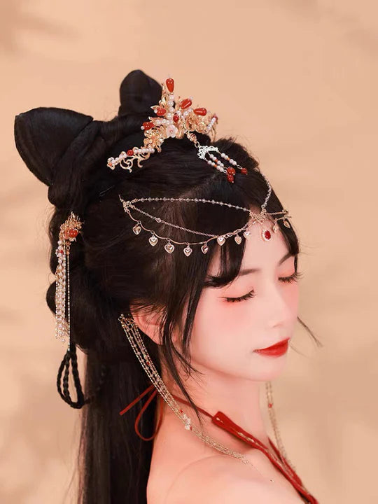 Alisha Hanfu Hair Adornments - Elevate your style with the exquisite Alisha Hanfu Hair Accessories collection, designed to add a touch of elegance and charm to your ensemble. From intricately designed hairpins (发簪, fāzān) to stylish hair combs (发篦, fābì), graceful tassels (流苏, liúsū), ornate hair ornaments (发髻, fājì), and versatile hairbands and headpieces (发饰, fāshì), each piece is thoughtfully crafted to enhance your appearance and express your unique style with the captivating allure of Alisha.