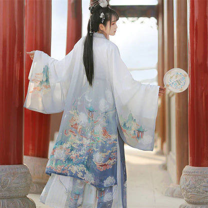 Step into elegance with the Exquisite Alixia Jiaoling Ruqun, a sophisticated addition to Moon Hanfu&