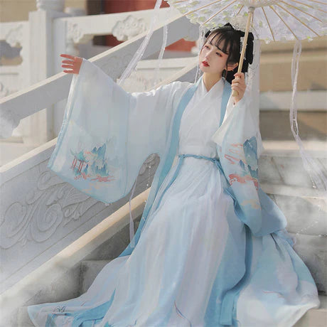 Step into elegance with the Exquisite Alixia Jiaoling Ruqun, a sophisticated addition to Moon Hanfu&