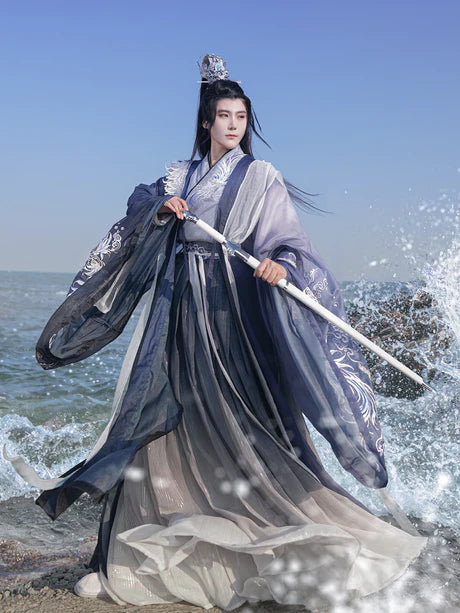 Channel the spirit of the sea with the Maritime Warrior Jiaoling Ruqun, an adventurous addition to Moon Hanfu&