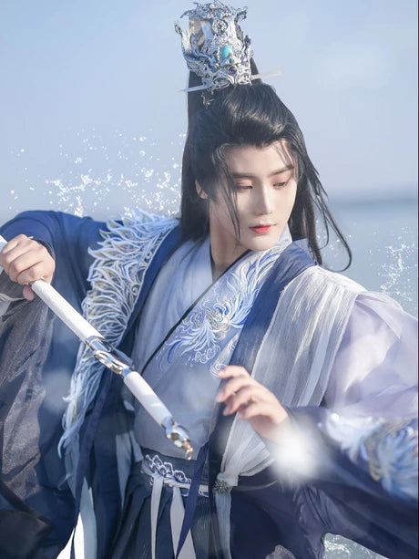 Channel the spirit of the sea with the Maritime Warrior Jiaoling Ruqun, an adventurous addition to Moon Hanfu&