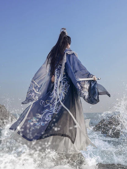 Channel the spirit of the sea with the Maritime Warrior Jiaoling Ruqun, an adventurous addition to Moon Hanfu&