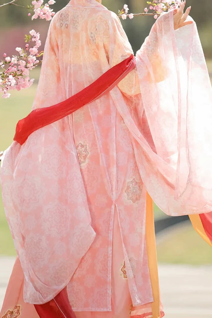 Bask in the radiance of our Radiant Qixiong Ruqun, Sunny Coral—a vibrant ensemble that brings the warmth of the sun and timeless elegance together in perfect harmony.